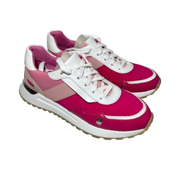 Michael Kors MK Monroe Trainer Sneakers Size 5 Leather Electric Pink - Picture 1 of 5